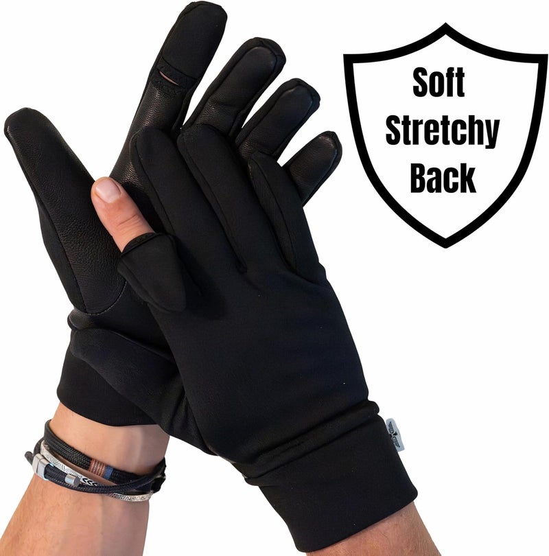 REVOLUTION RANGE Hunting & Rifle Shooting Gloves with Open Index Trigger Finger Flip | Genuine Leather Palm Grip | for Outdoor Tactical Sports | Airsoft Paintball Trap Skeet Clay Shooting - Image 3